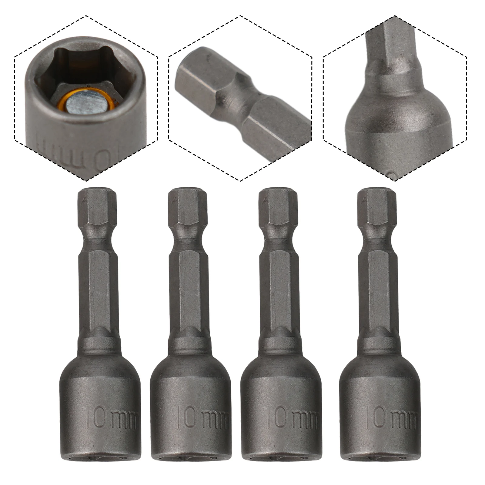 Juego de brocas eléctricas de vástago hexagonal, herramienta de reparación de 2 piezas, tuerca magnética, 6, 7, 8, 9, 10, 11, 12, 13 Mm, 1/4 pulgadas