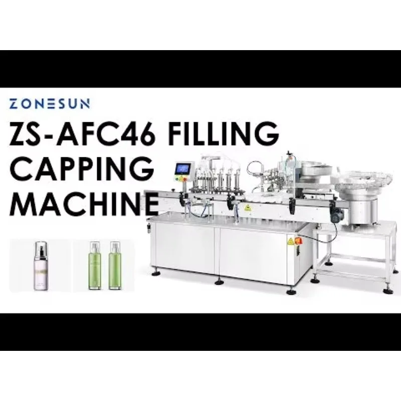 Zonesun ZS-AFC46 monobloco automático perfume corpo névoa spray garrafa enchimento máquina tampando |   Bomba de pistão servo |   30-40 BPM