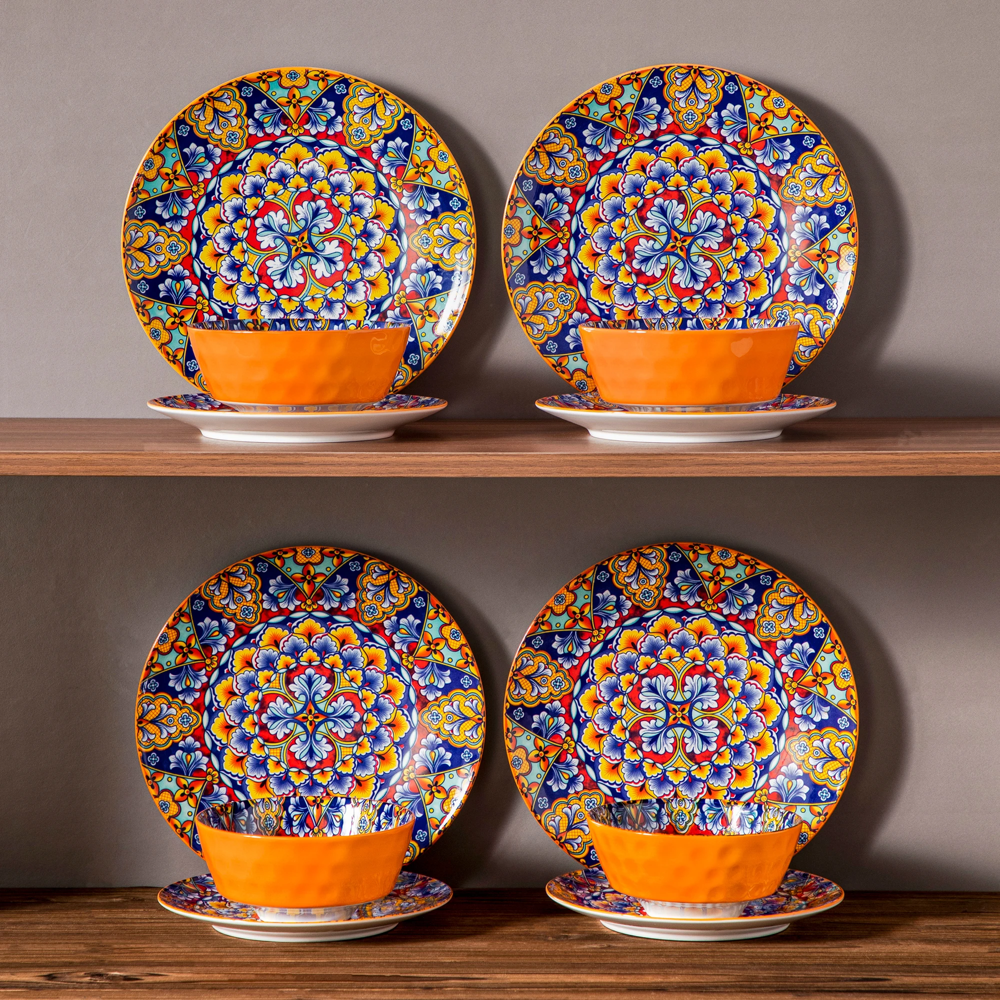 Vancasso 12/24 Piece New Bohemian Ceramic Dinnerware Plates Porcelain Plates Dinner Set with 4pcs Dinner Plate/Dessert/Bowl