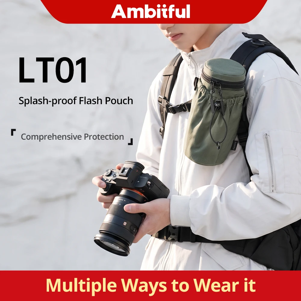 Ambitful LT01 M L Size Outdoor Flash Storage Bag Adjustable Shoulder Straps Splash-proof Flash Pouch for Cameras Outdoor Flash