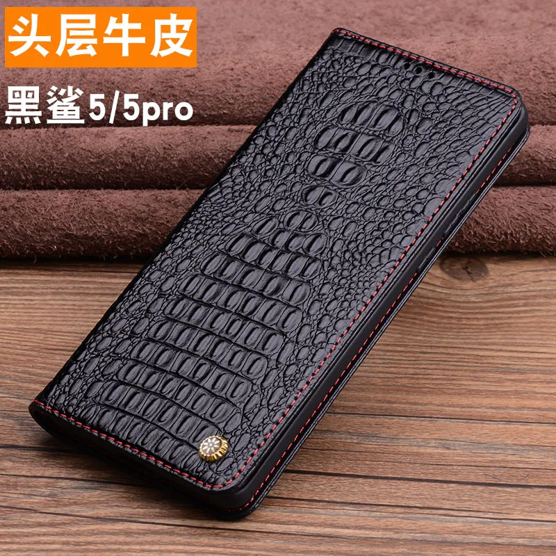 

Luxury Genuine Leather Magnet Clasp Phone Cover Cases For Xiaomi Black Shark 5 Pro Kickstand Holster Case Protective Full Funda