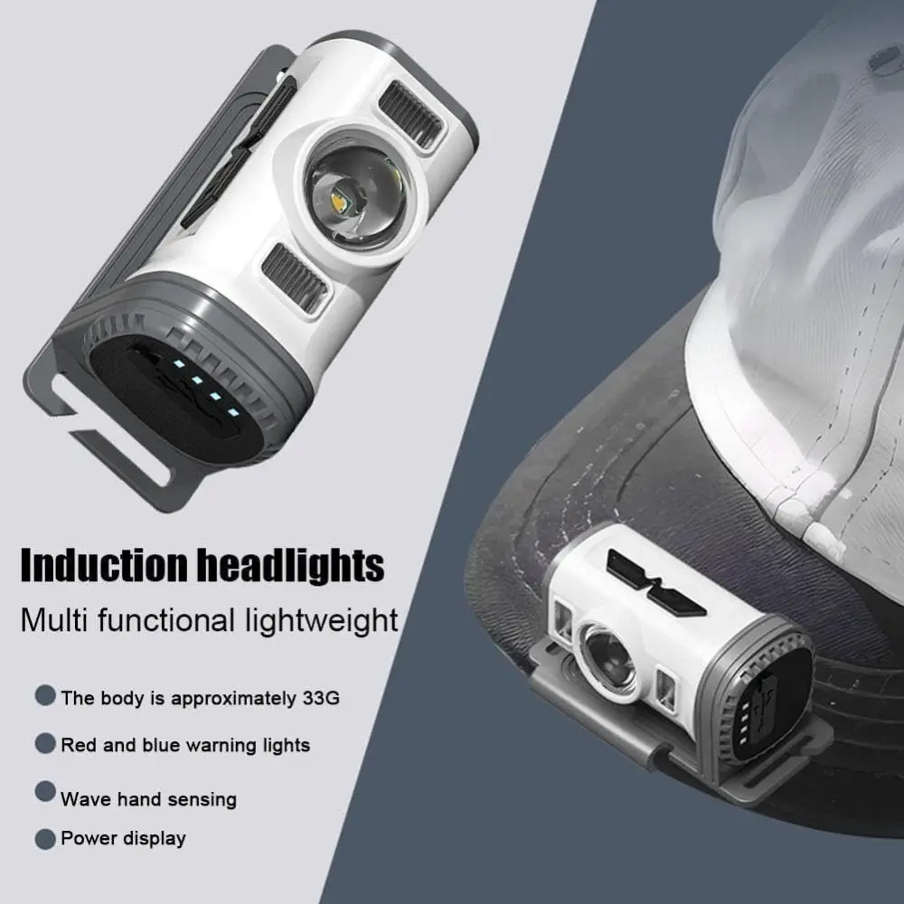 Multi-Function Rechargeable LED Clip on Cap Light Waterproof Sensor Motion LED Head Torch High Brightness Flashlight Fishing