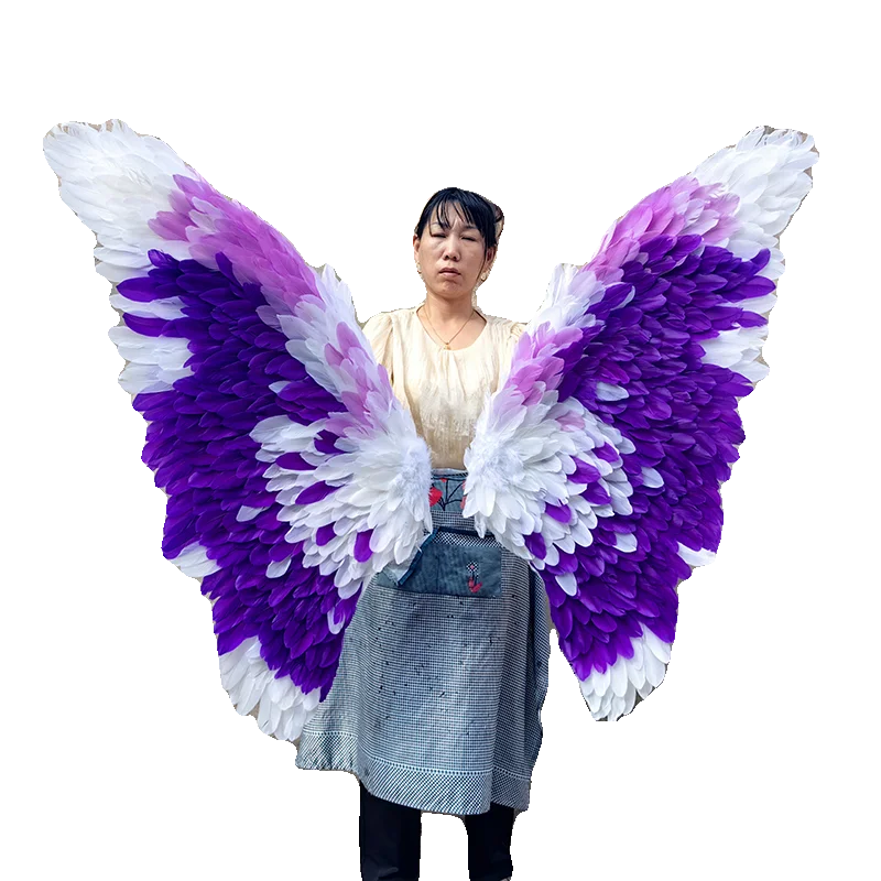Purple Butterfly Angel Feather Wings with Model Catwalk Fashion Show Photography Costumes Accessories Bar Nightclub Props