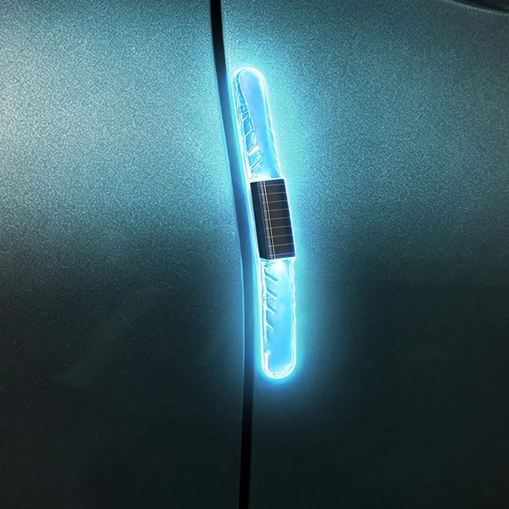 1pc Solar Powered Solar LED Strobe Flash Light Colorful Dynamic Self-adhesive Motorcycle Decorative Lamp Smart RGB Scratch Guard