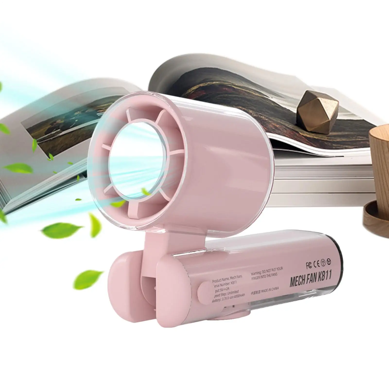 

Portable Handheld Fan Folding Personal Cooling Fan With Atmosphere Lights Compact Hot Weather Supplies With Lanyard For Work