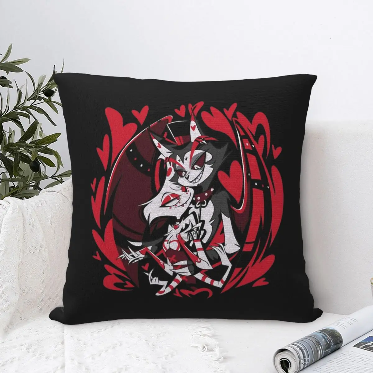 Hazbins Huskerdust Valentine Pillowcase Polyester Cushion Cover Decoration Pillow Case Cover Home Square 45*45cm