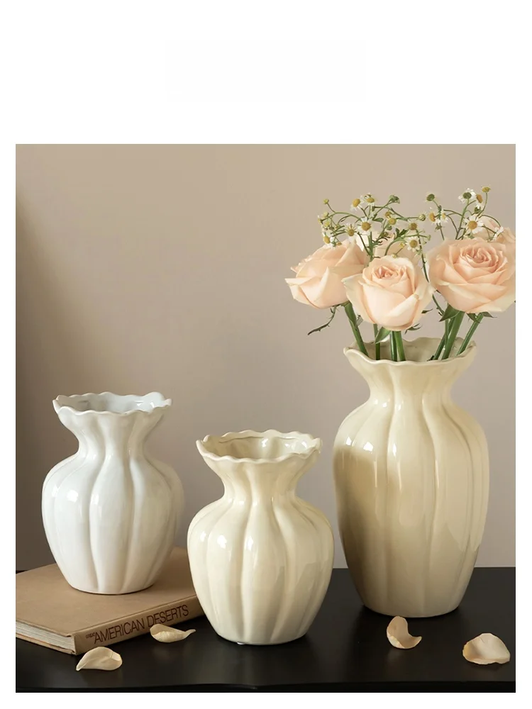 U Mi LIVING Dài Fēi Cerc Florero Vintage Blanco Cr Sle Decoración del Hogar Soporte para Flores de Mesa Hecho en China