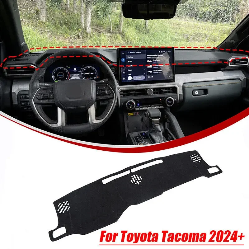 For Toyota Tacoma 2024+ Black Dashboard Dash Mat Anti-Sun DashMat Cover Trim
