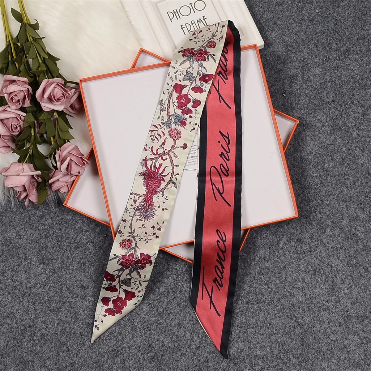 Flower Room Parrot Brand Scarf Women Silk Scarf Skinny Bag Scarves 2024 Design Wrist Towel Foulard Neckerchief Headband For Lady