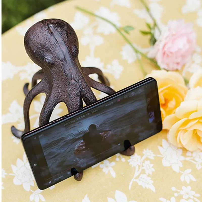 MGT-European Creative Metal Sculpture, Pig, Octopus Card, Mobile Phone Stand Holder, Home Crafts, Living Room Decoration