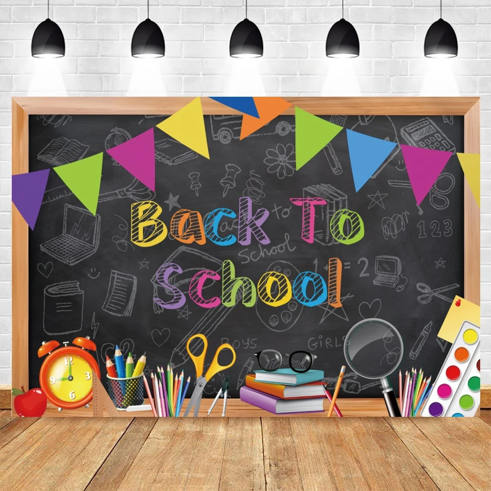 Children Back To School Party Decor Photography Backdrop Black Blackboard Pencil Background for Photo Studio Props Photocall