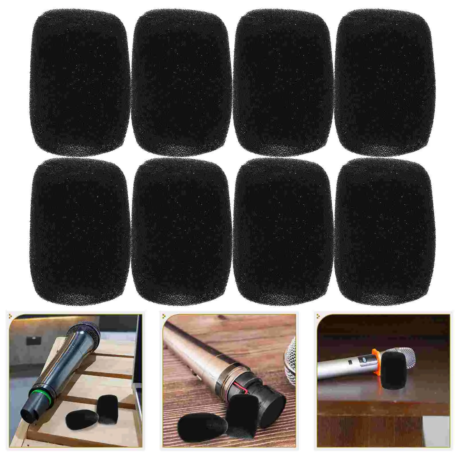 

12 Pcs Microphones Inner Sponge Cover Pop Filter Handheld Windscreen Replace Windproof Black Shield