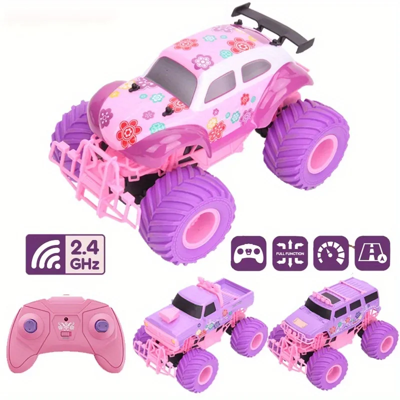 

Remote Control Pickup Truck Toy Electric Climbing Car Toy Drop-resistant Stunt Jeep Toy Children Xmas Gift Pink Beetle Car Toy