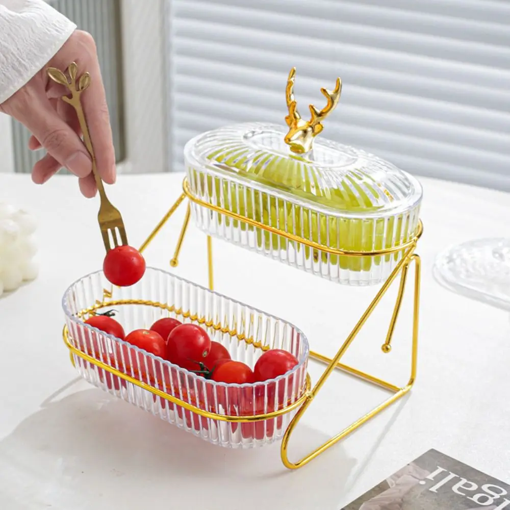 

Многоцелевой изысканный ящик для хранения закусок, прозрачный поднос с крышкой, поднос для фруктов с держателем, банка для хранения дома