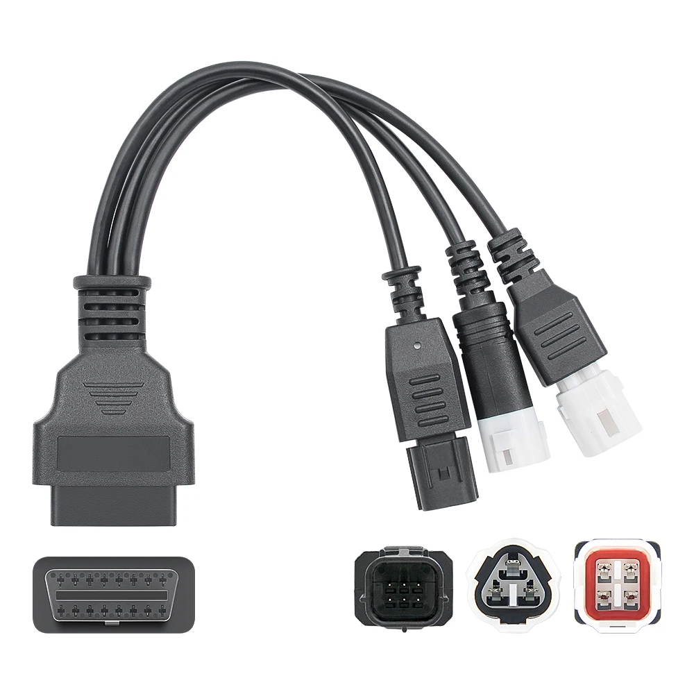 Motorcycle OBD2 Cable Adapter For Yamaha 3pin 4pin For Honda 6pin to 16pin 3 IN 1 Motorcycle OBDII Diagnostic Connector ELM327