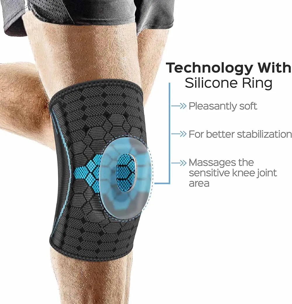 1Pc Knee Brace for Working Out with Ring-Shaped Silicon Pad for Knee Pain Relief with Stabilizer,Knee Compression Sleeve Support