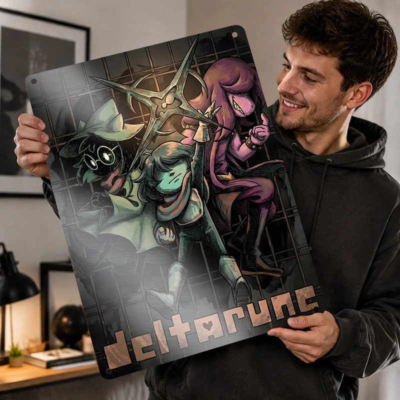 Deltarune Aluminum Posters Customized Metal Tin Sign Immersive Gaming Tribute Wall Art Ideal For Media Lounge Or Birthday Gift