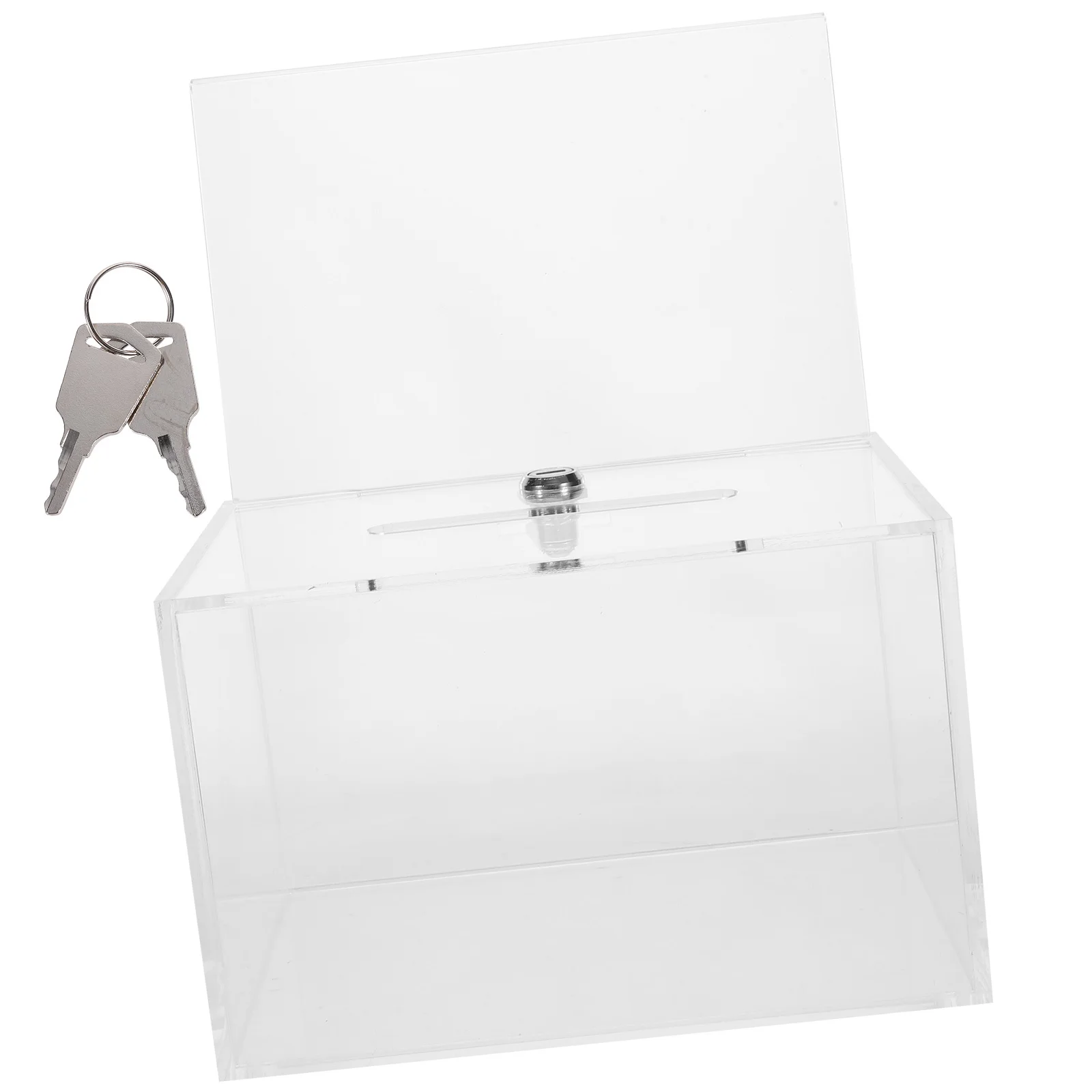 

1 Set Clear Acrylic Donation Box Lock Fundraising Voting Suggestion Collection Ballot Comment Letter Storage Public Use Table