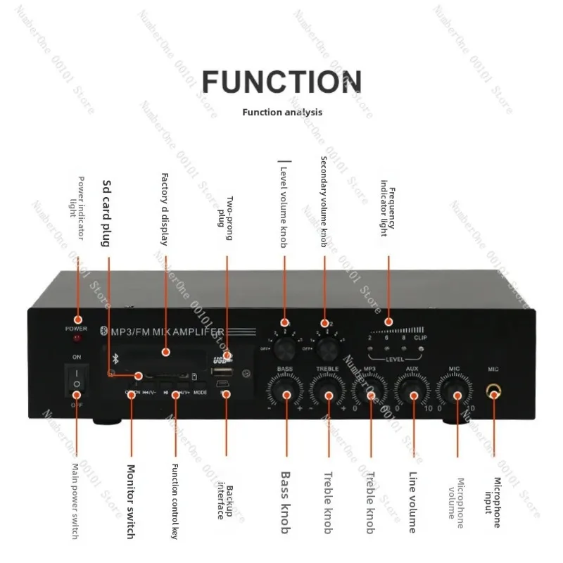 Constant Voltage Impedance Bluetooth Amplifier Speaker 2 Channel Ceiling Mount Stage Audio System for Home Theater