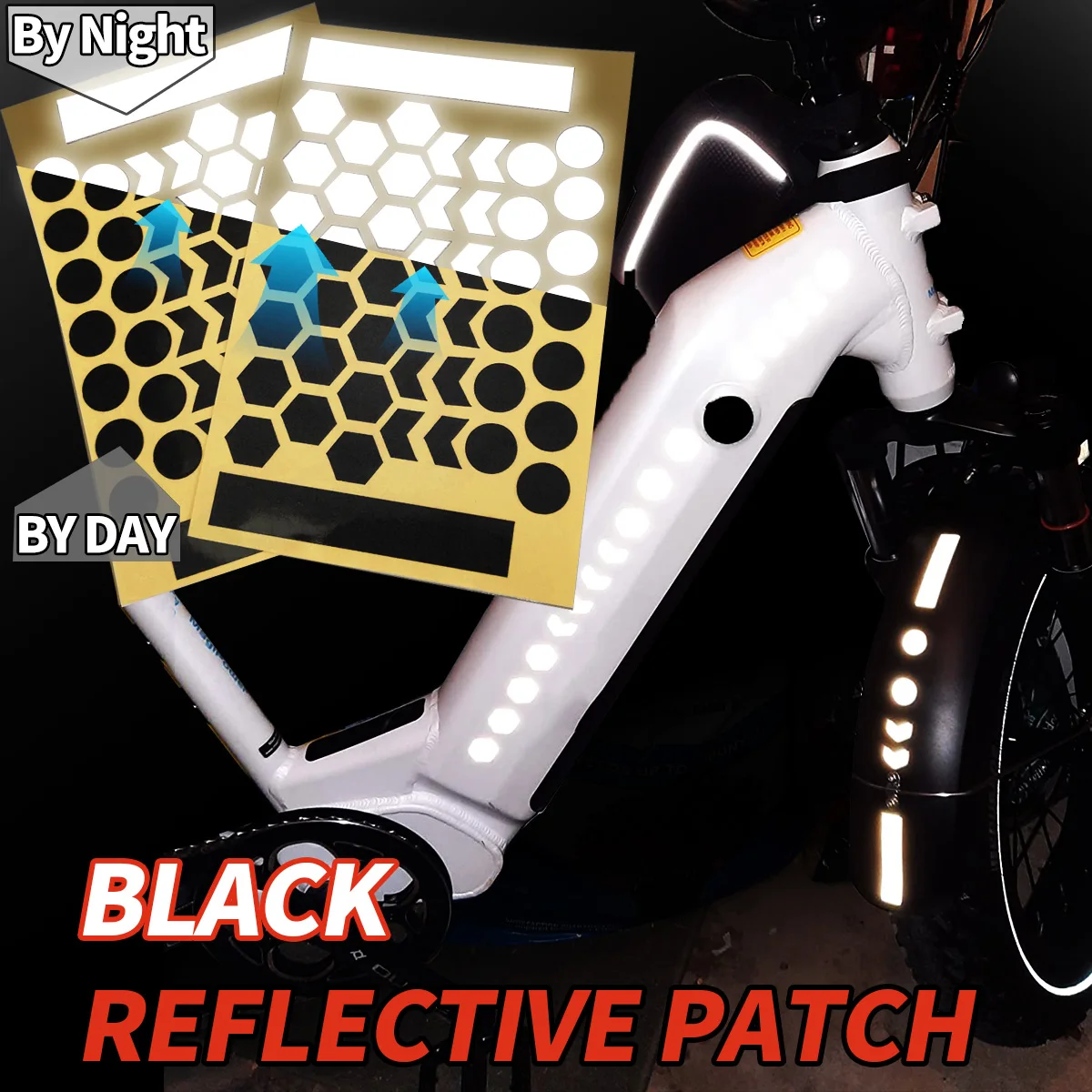 

Motorcycle helmet black reflective sticker, simple and efficient reflective tape, arrow and honeycomb shape, suitable for helmet