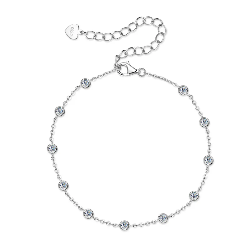 Moissanite Tennis Bracelet 925 Sterling Silver Plated White Gold Bracelet for Women Man Sparkling Party Jewelry