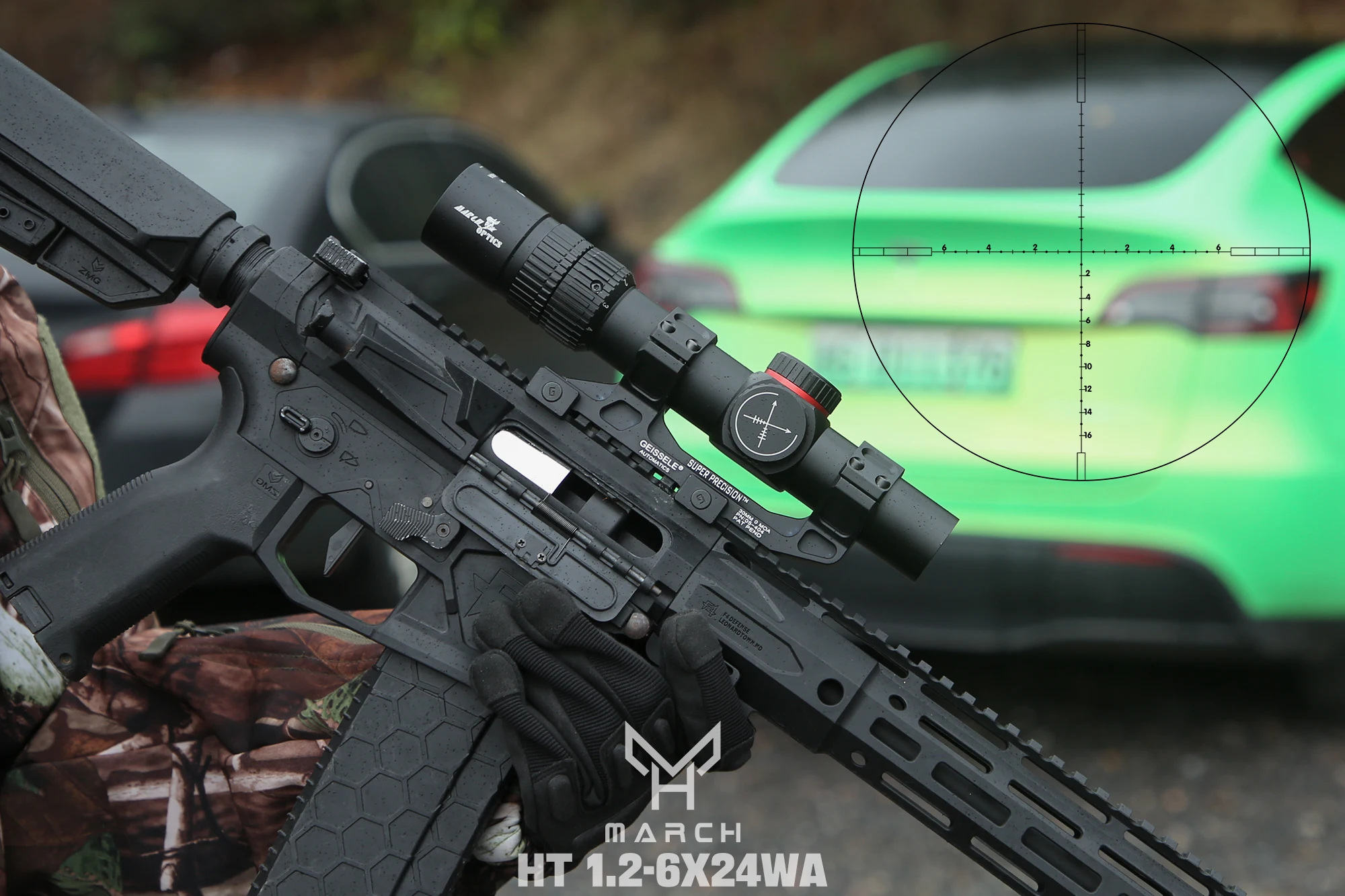 

MARCH Tactical Optical HT1.2-6X24WA Sight Wide Angle Rifle Scope for Hunting And Shotting Airsoft Air Guns Sight With Mounts