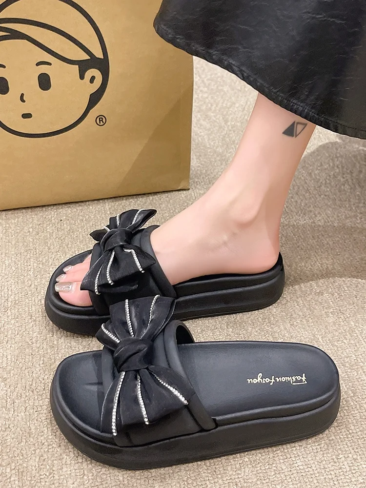 

2025 New Faion Knot Sandals Women's Summer Thi Bot Heightening Anti-slip Beach Sandals Slip-On Casual oes