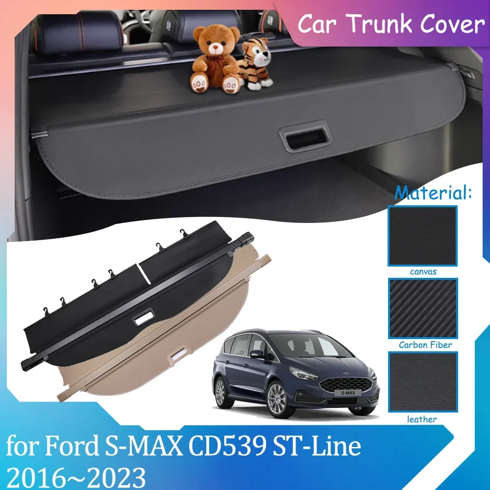 Car Trunk Covers for Ford S-MAX CD539 ST-Line 2016~2023 2017 Waterproof Retractable Luggage Curtain Shelter Cargo Pad Accessorie