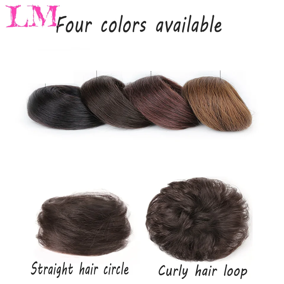 Synthetic Elastic Hair Scrunchie Curly Messy Bun Chignons Hair Rope Natural Fake Hair Bun Curly Clip in Hair Ponytails Extension