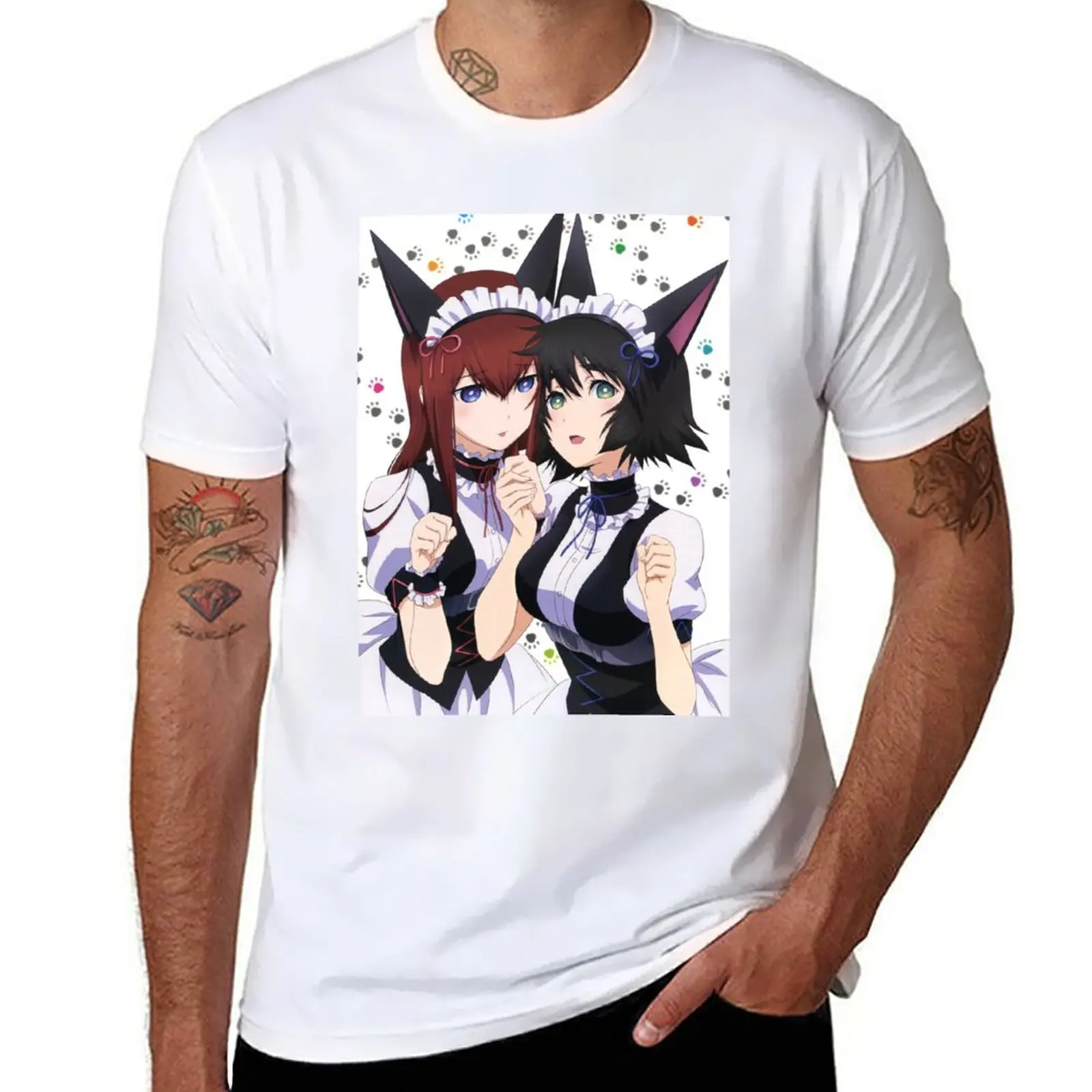 Steins;Gate - Makise Kurisu & Shiina Mayuri T-Shirt anime tops blacks mens cotton t shirts