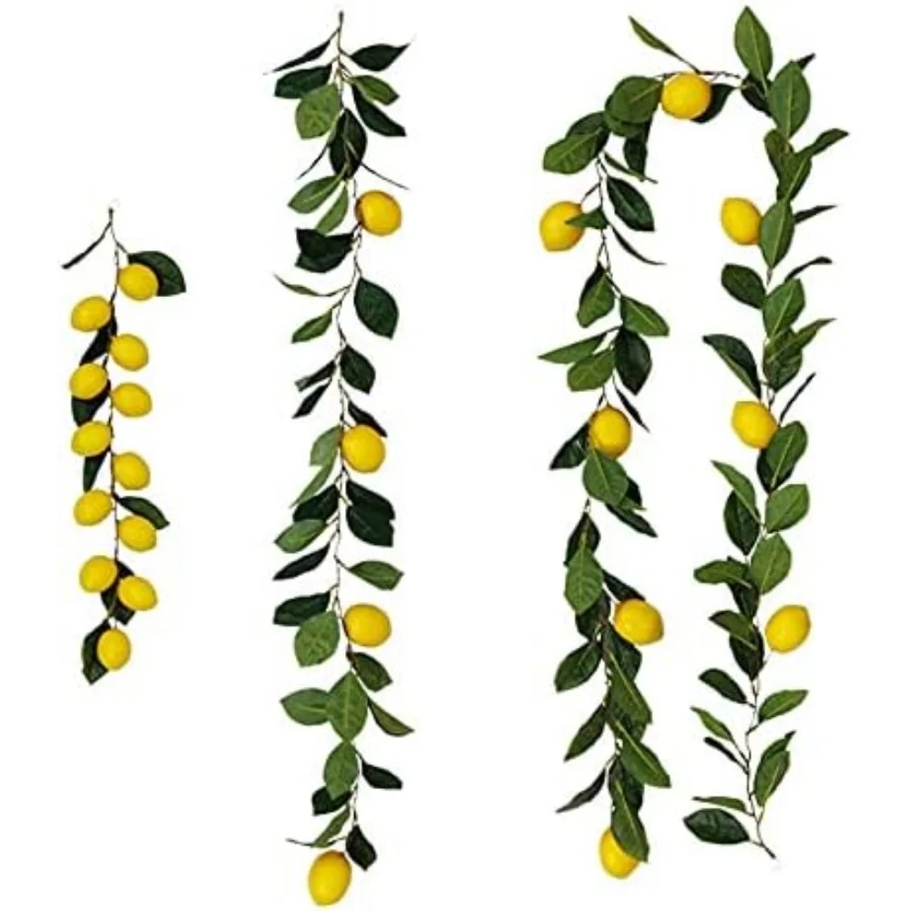 พวงมาลัยมะนาวประดิษฐ์, พวงมาลัยผลไม้ประดิษฐ์พร้อมมะนาวสีเหลืองปลอมและใบไม้สีเขียว, พวงมาลัยฤดูร้อนสำหรับดูด้านหน้า