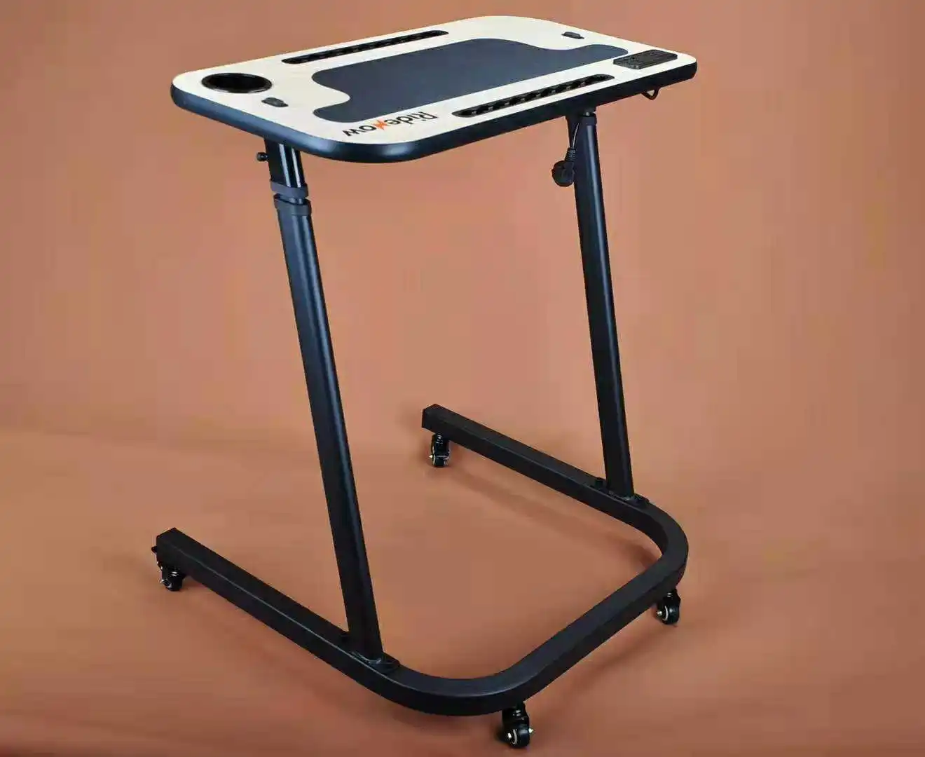 مكتب طاولة تدريب الدراجة مع مقبس USB/AC ارتفاع قابل للتعديل لطاولة تدريب دورة توربو مع عجلات لأجهزة Ipad/PC #2