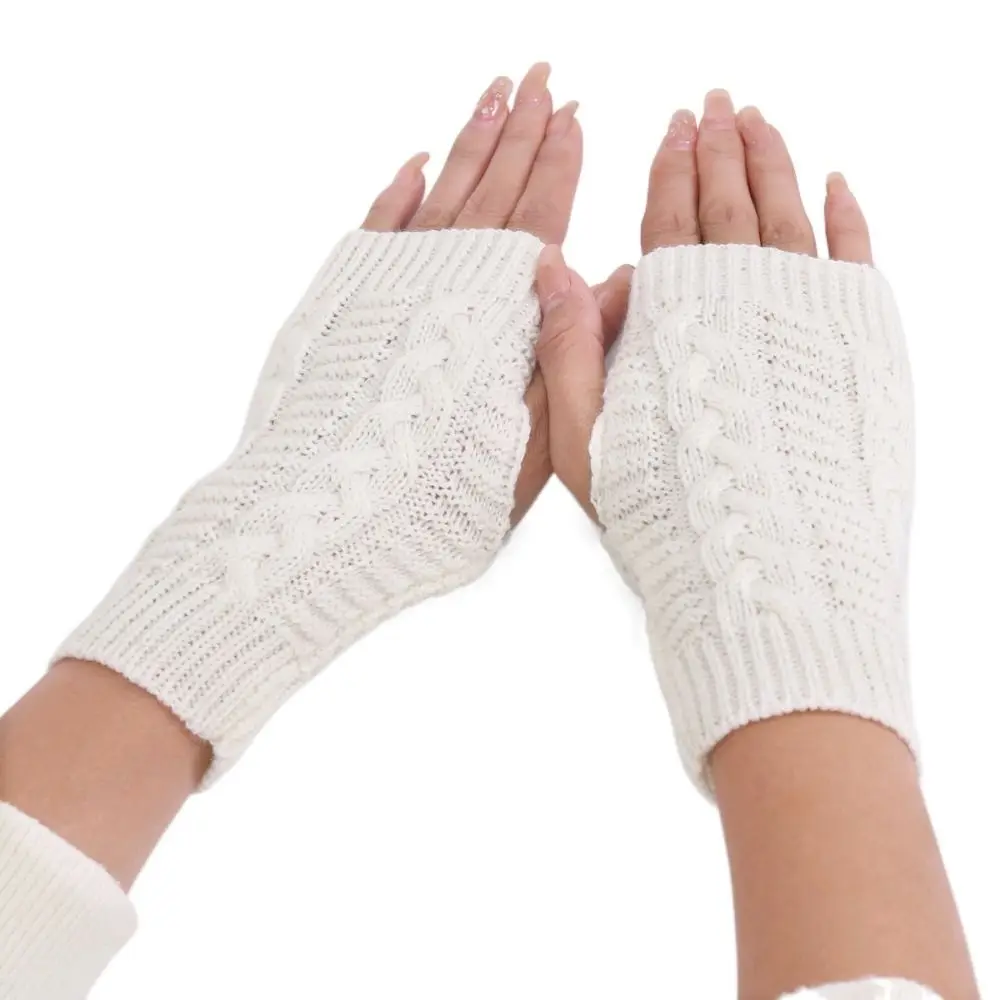 Fashion Touch Screen Knitted Gloves Fingerless Outdoor Riding Mittens Twists Gloves Warm Korean Style Wool Gloves Cycling