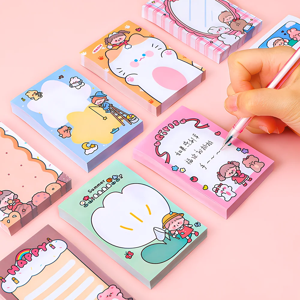 Kawaii Cat Girls Sticky Notes Memo Pad, Post Notepad, Staacquering Shopping Check List To Do, 03 License Agenda, Auto-adhésif, Mignon