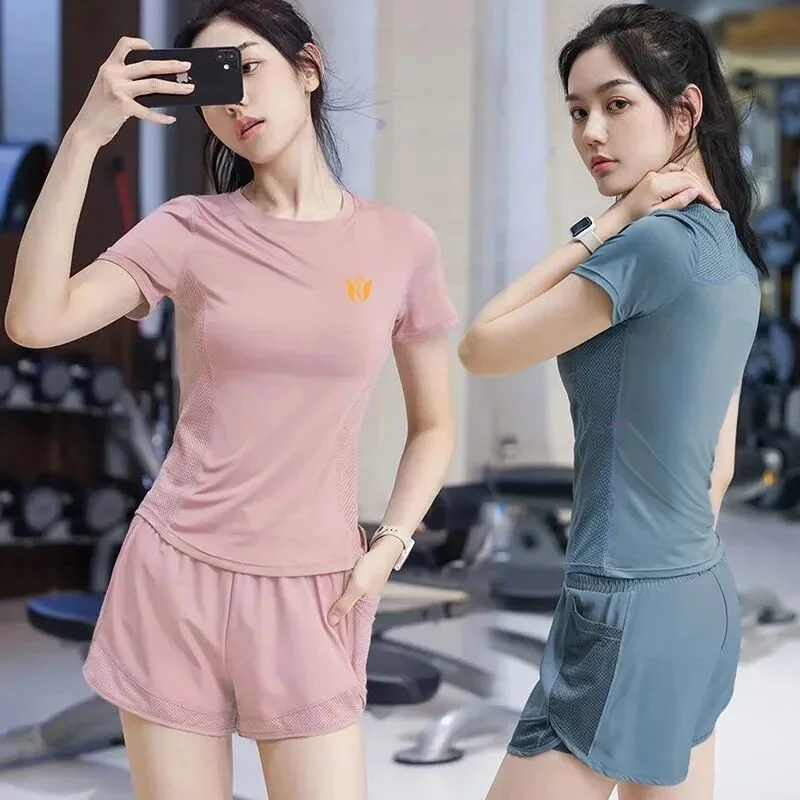 

Qui Dry Breathable Yoga Wear Women's Summer Morning Run ort Sve orts Running Set Fitn Dance Thin Sport Suit
