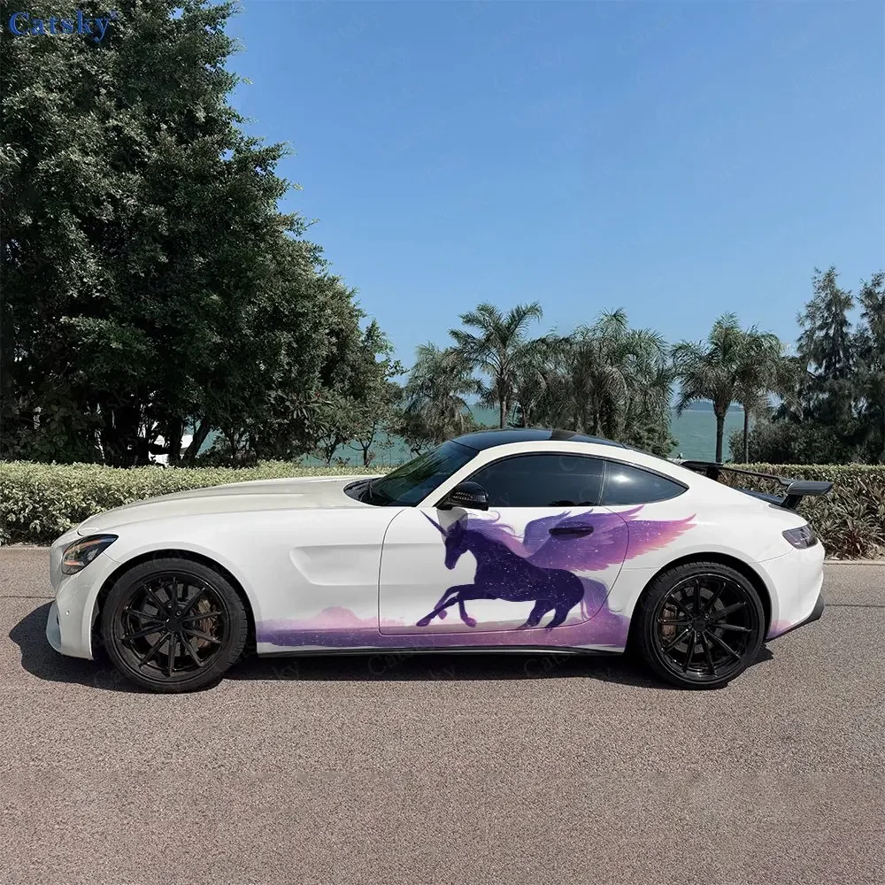 2pcs Star Wander Flying Steed Car Side Wraps, Self-Adhesive PVC Waterproof & Scratch-Resistant Stickers, Car Accessory Gift