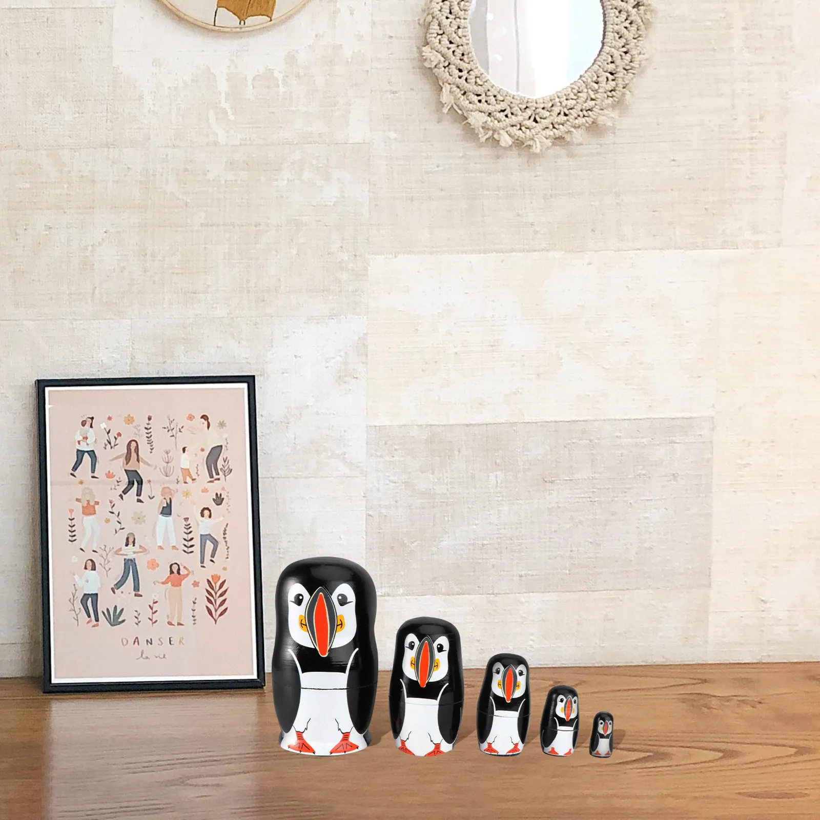 

5 Pcs Children's Handmade Toy Cute Desktop Ornaments Cartoon Penguin Figures Decoration Figurine Matryoshka