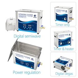 6.5л Ультразвуковой очиститель из нержавеющей стали ванна 180 Вт Регулируемая мощность 40 кГц дегазация ультразвуковой стоматологический очиститель бытовой медицинский