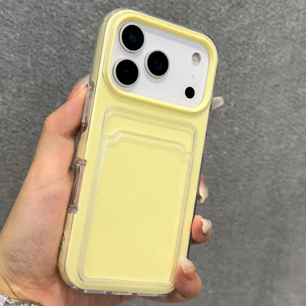 Étui de téléphone mat de luxe avec fente pour carte de bonbons, étui portefeuille antichoc en TPU souple pour iPhone 17 Pro Max Air 16 15 14 13 12 11