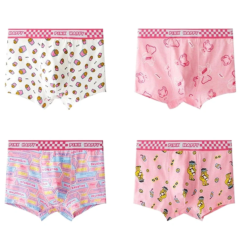 Cute Boys Boxers Soft Mens Underwear U Pouch Cotton Sweet Flat Panties Trendy Men Shorts Swimming Trunks Pink Шорты Wholesale