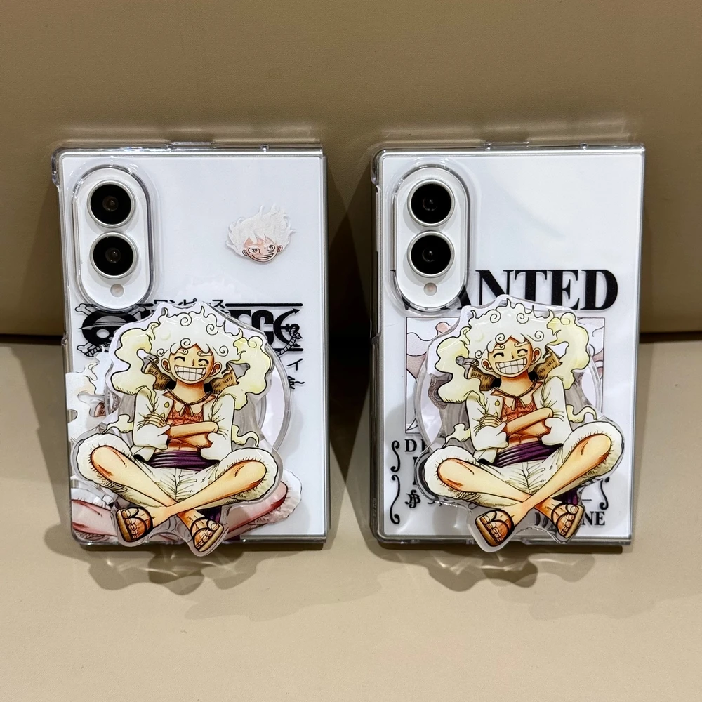 One Piece Nika Luffy Gear 5 Magnetic Holder Magsafe Wireless Charge Phone Case For Samsung Galaxy Z Fold 8 7 6 5 Hard Cover view 5