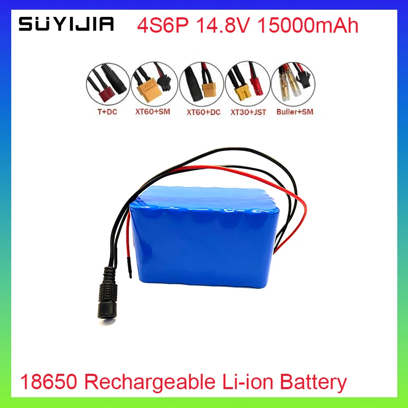 

SUYIJIA 14.8V 4S6P 18650 Rechargeable Li-ion Battery 15Ah for Night Fishing Light Heater Subwoofer Backup Battery Built in BMS