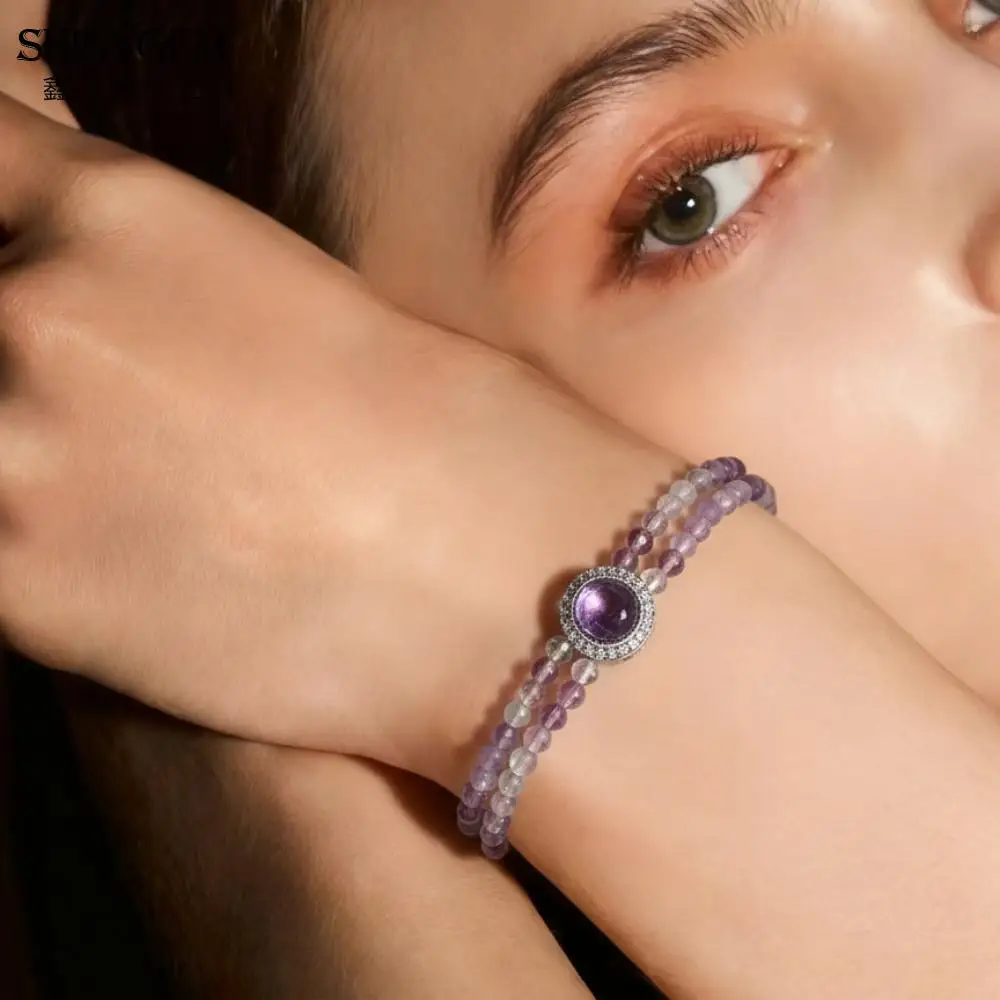 

SHINYGEM Amethyst Jewelry Natural 6mm Amethyst Bracelet Amethyst Jewelry Crystal Tooth Powder Crystal Quartz Agate Bracelets