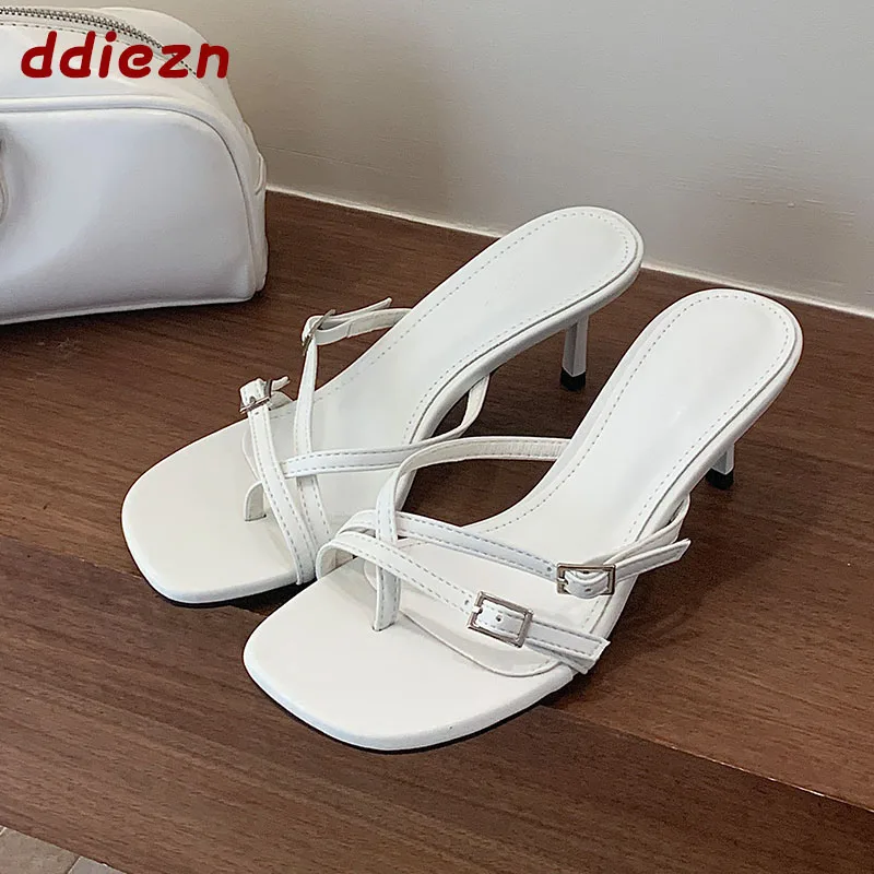 

New 2026 Fashion Narrow Band Elegant Women Pumps Shoes Thin Heels Female Square Toe Footwear Slip On Ladies High Heels Shoes
