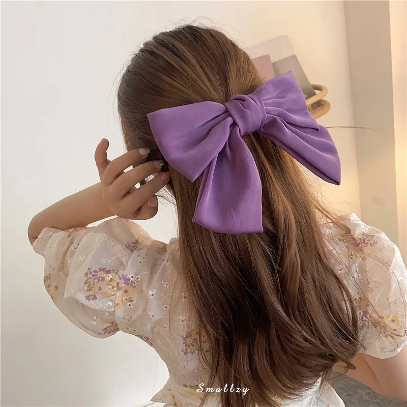 Korean Simple Temperamental Girl Gentle Hair Accessories Vintage Purple Bow Ribbon Grip Factory Wholesale