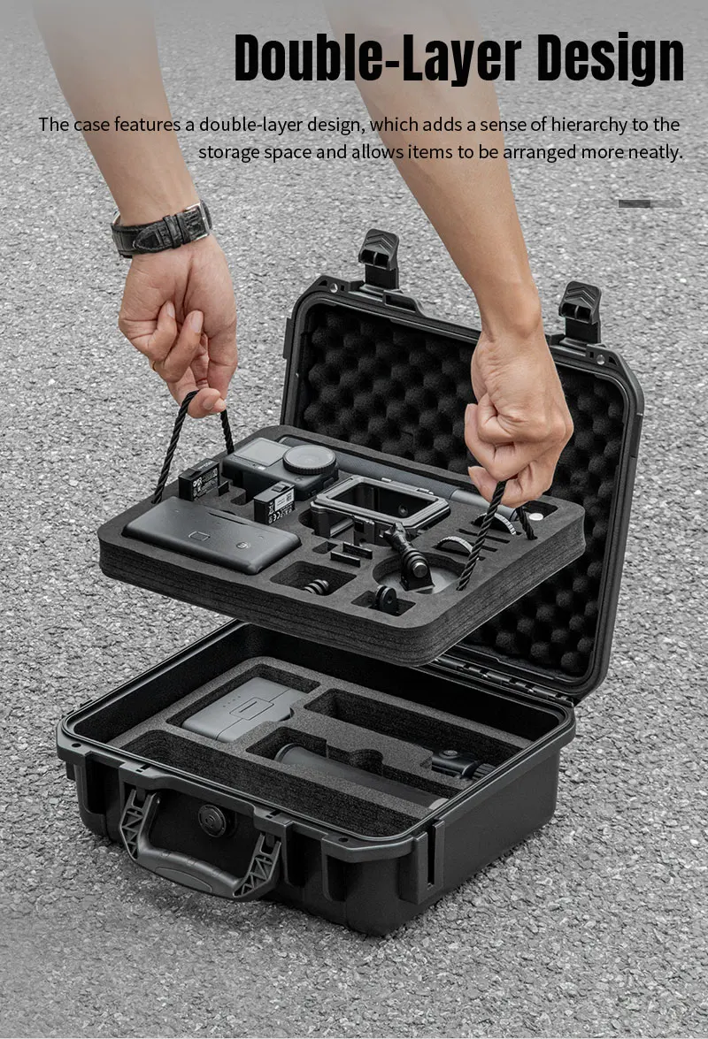 STARTRC PHOTO Hartschalenkoffer für DJI Osmo Action 6 Kamera-Zubehör, wasserdichte, doppelschichtige Reisetasche, schützend – Detail 2