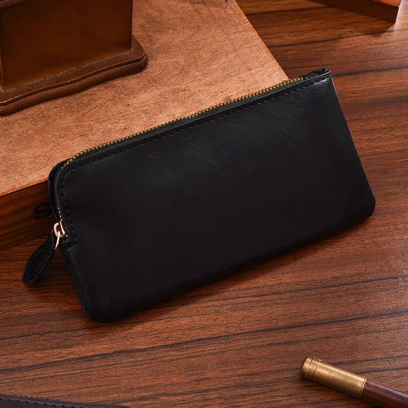 New men's long zipper wallet large capacity multi-card business Leather clutch wallet view 6