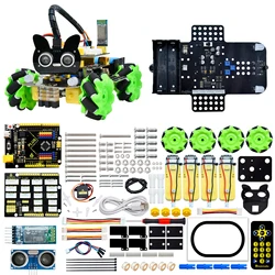 Keyestudio 4WD Mecanum Robot For Arduino Robot Car Kit DIY Electronic Kit 12 Programming Courses For Arduino Mecanum Robot Car