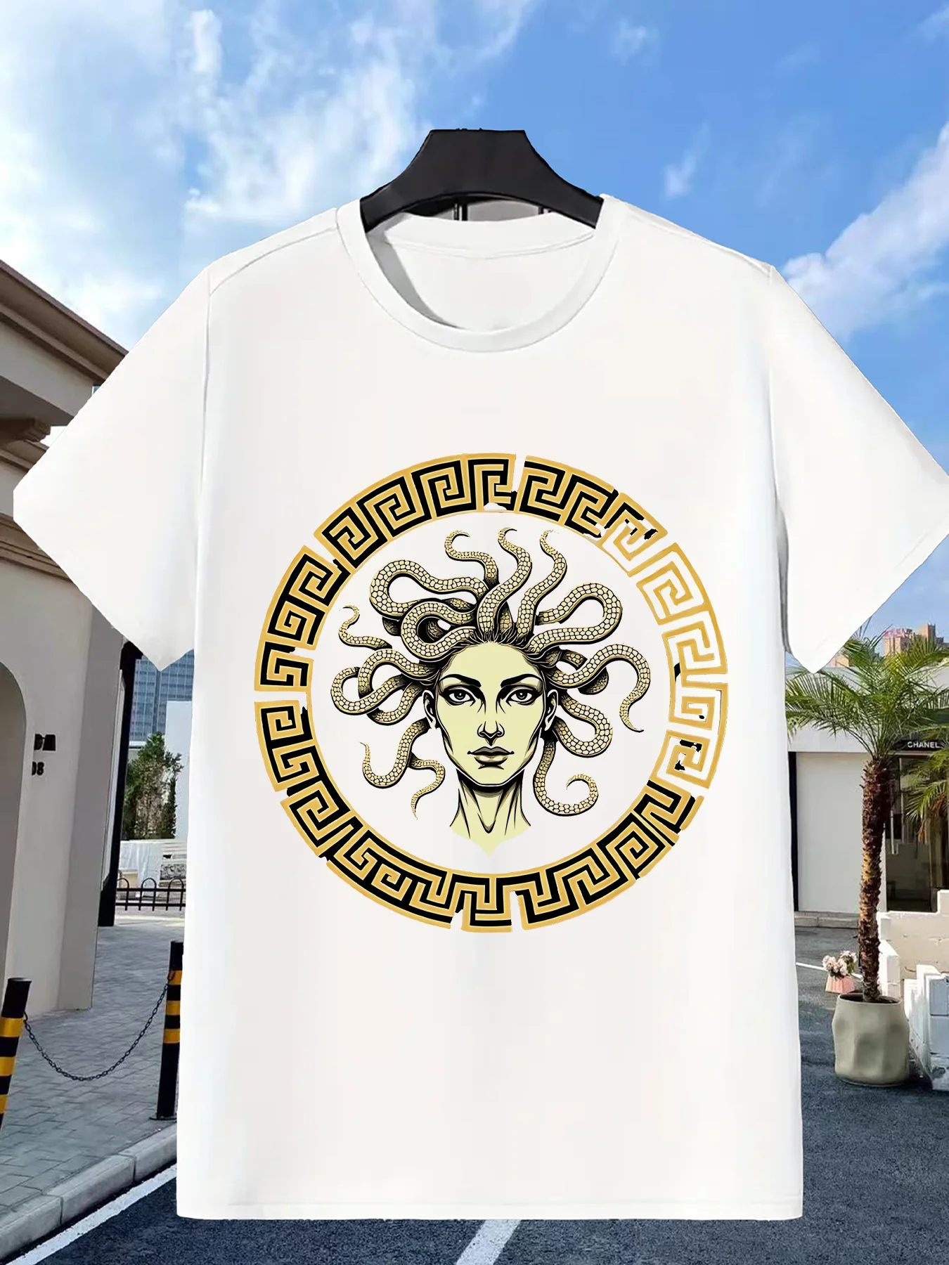 

Мужская футболка Toussa Head Tee с изображением греческой мифологии, с короткими рукавами, винтажная, классическая, машинная стирка, повседневный топ для ежедневного использования