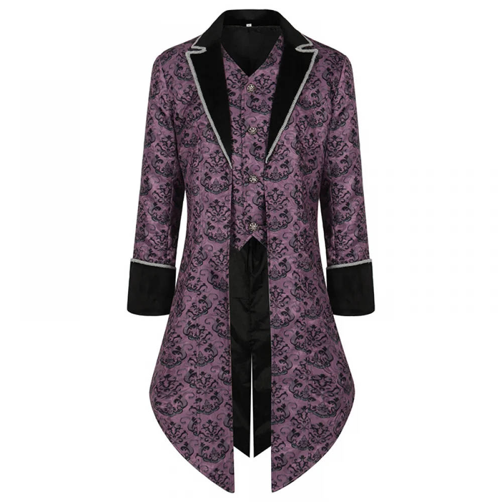 

Game Women's Men's Steampunk Style Cosplay Costume Purple Long Sleeve Jacket Victorian Gothic Medieval Vintage Party Tailcoat